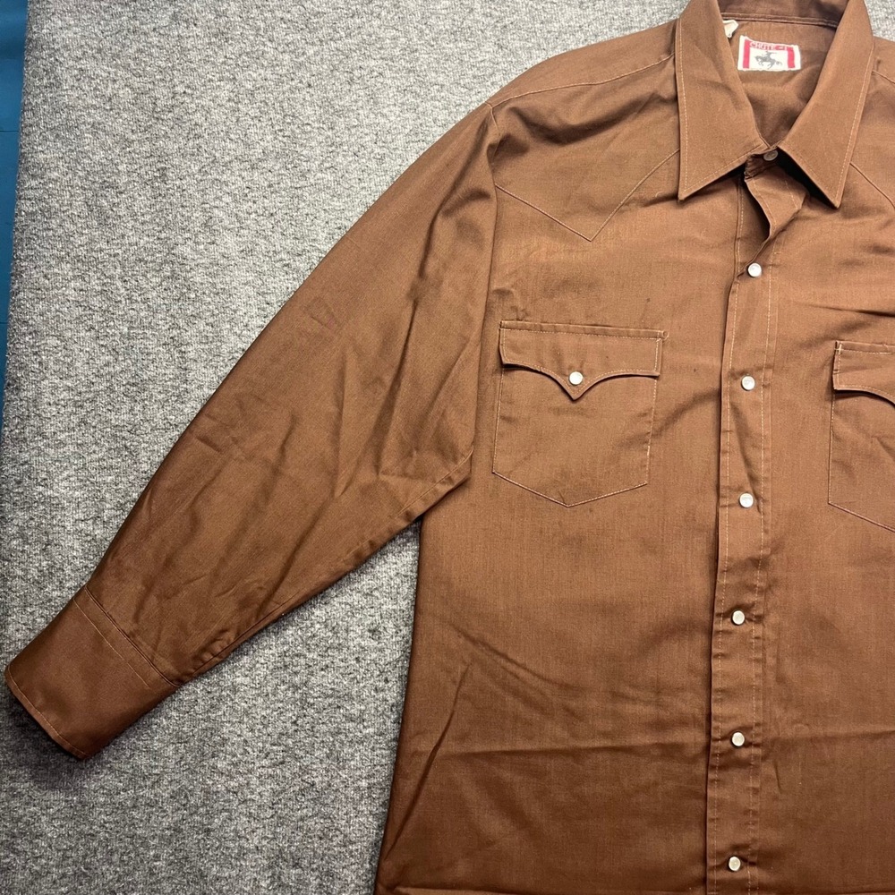 Vintage Chute 1 Shirt Mens M? Brown Western Pearl Snap Long Sleeve‎ Cowboy Yoke - Picture 5 of 16